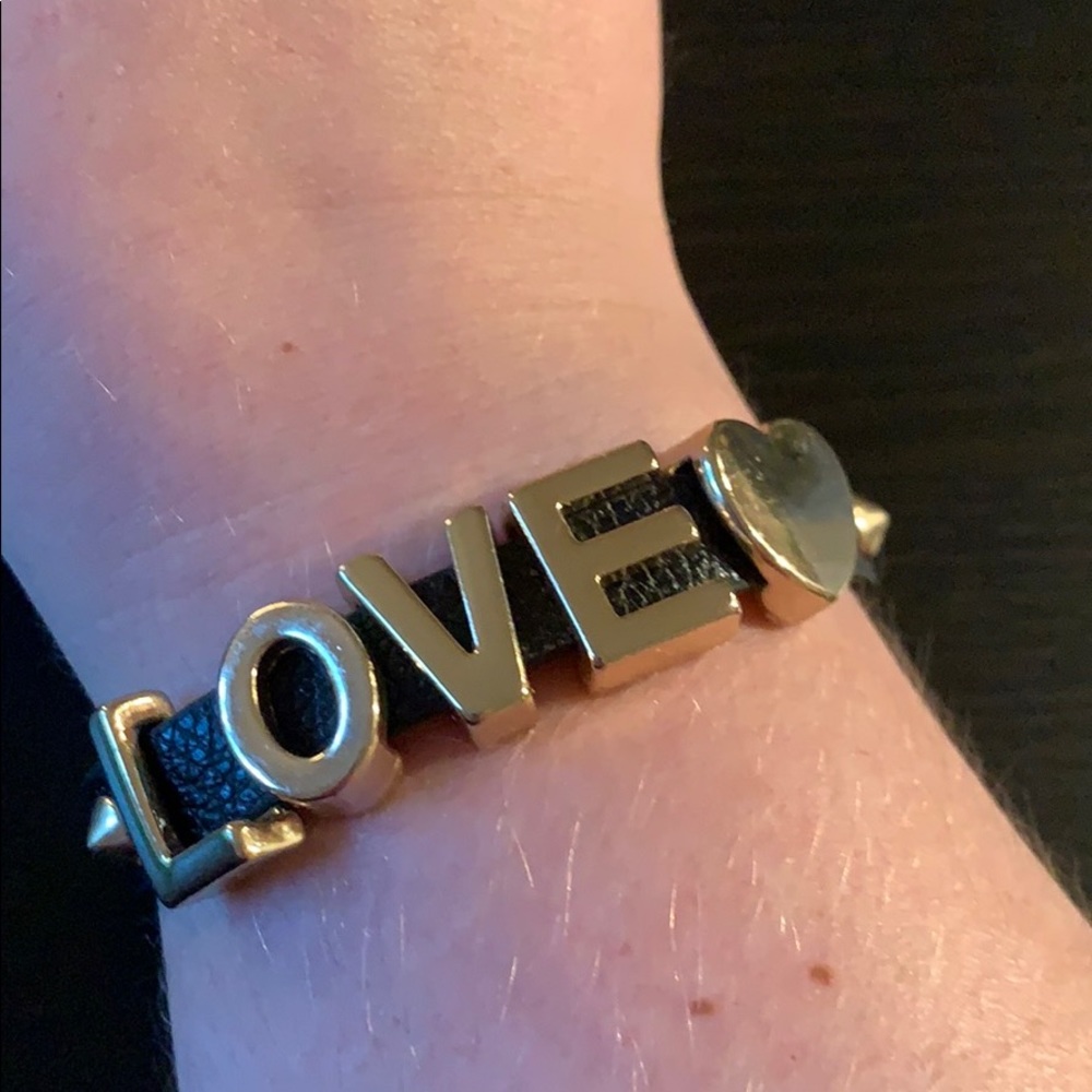 Leather bracelet with love and heart charm